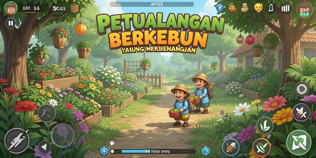 Tangkapan layar menampilkan pengalaman seru berkebun di API33.