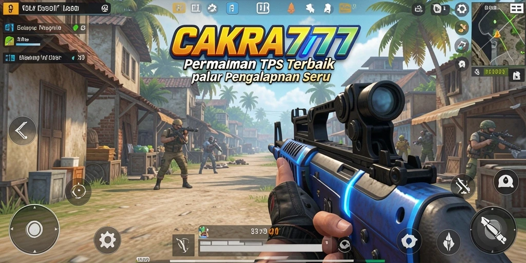 Screenshot utama CAKRA777 yang menunjukkan aksi tembak-menembak yang intens.