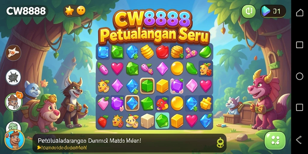 Screenshot menunjukkan gameplay menarik dalam permainan Match-3.