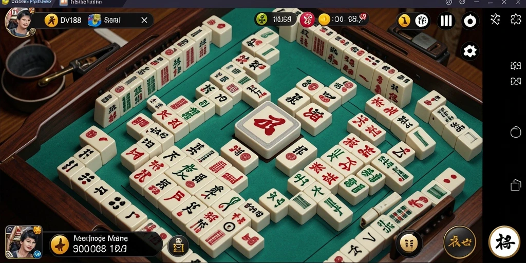 Screenshot gameplay DV188 menampilkan keseruan bermain Mahjong yang menyenangkan.