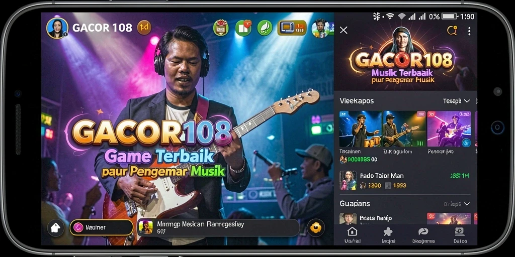 Screenshot GACOR108 yang menampilkan gameplay interaktif dan musik.