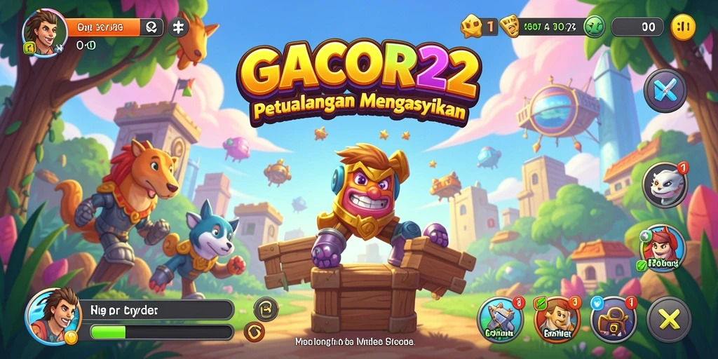 Screenshot GACOR22 menampilkan gameplay yang penuh aksi dan warna-warni.