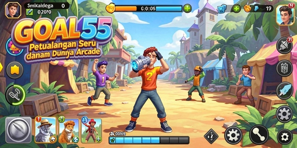 Tampilan menarik dari gameplay seru GOAL55 di dunia Arcade.