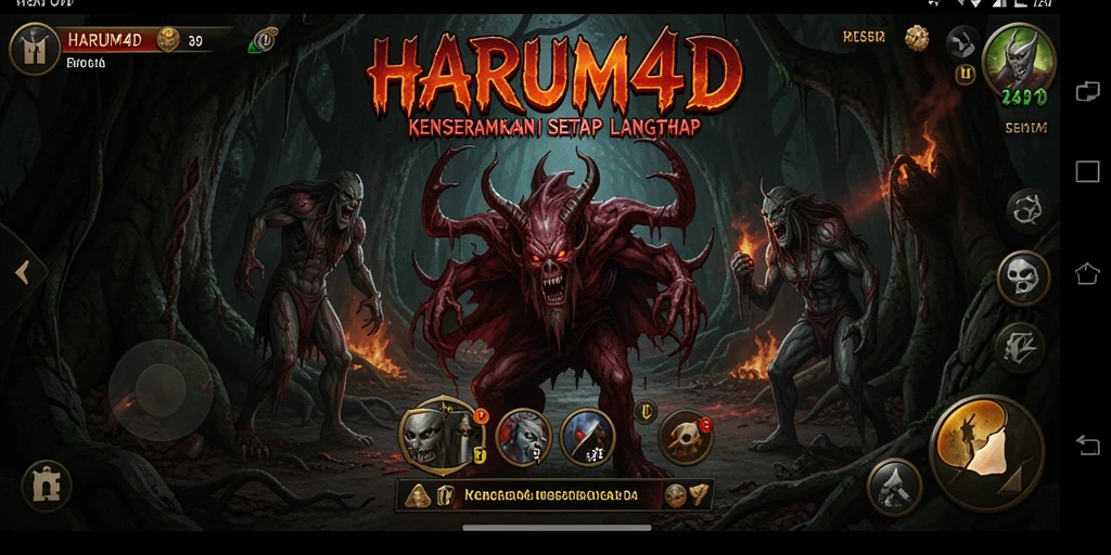 Gameplay HARUM4D yang menyeramkan dengan hantu dan makhluk mengerikan.