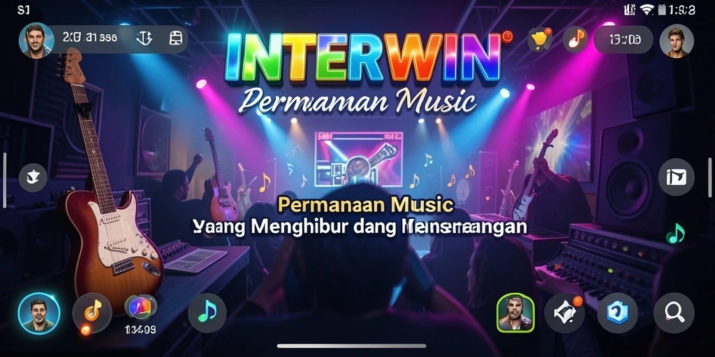 Tampilan gameplay INTERWIN yang menarik dengan berbagai pilihan lagu.