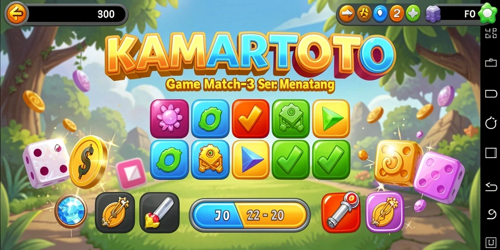 Gameplay seru KAMARTOTO dalam aksi Match-3.