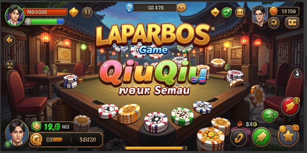 Tampilan gameplay seru LAPARBOS dengan kartu QiuQiu.