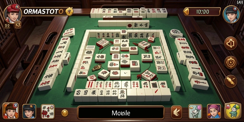 Tampilan gameplay menarik dalam permainan Mahjong.