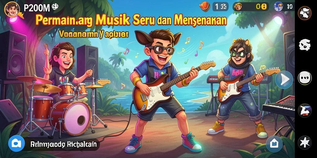 Tampilan gameplay P200M yang penuh warna dan interaktif.