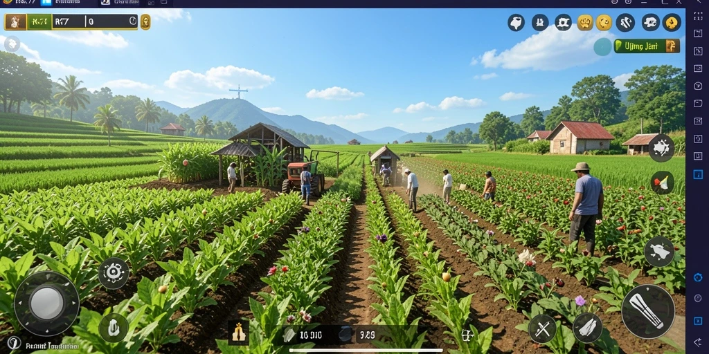 Screenshot RK77 menunjukkan petani yang sibuk di ladangnya.