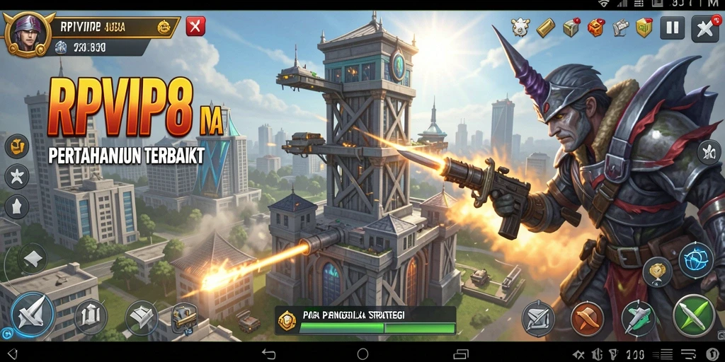 Tampilan utama gameplay RPVIP8 yang mendebarkan dalam Tower Defense.